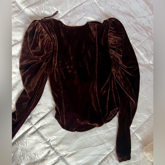 NWT Free People Velvet Fluffy Shoulder Blouse Small - Picture 5 of 12